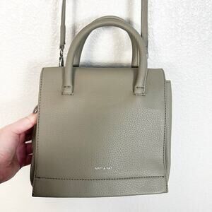 Matt & Nat Adelsm Small Vegan Pebbled Leather Crossbody Satchel‎ Purse Grey